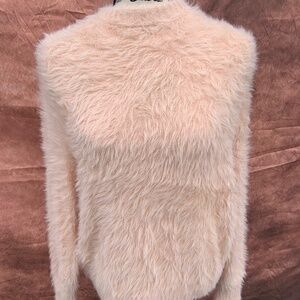 Peach Fuzzy Eyelash Knit Sweater – Cozy Soft Pullover